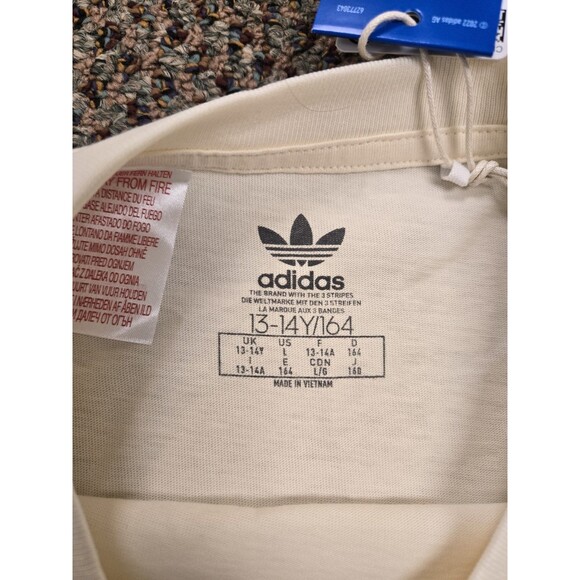 NWT Adidas Originals Tee 'Cream White' (Kids L) JD2916 - Picture 7 of 9